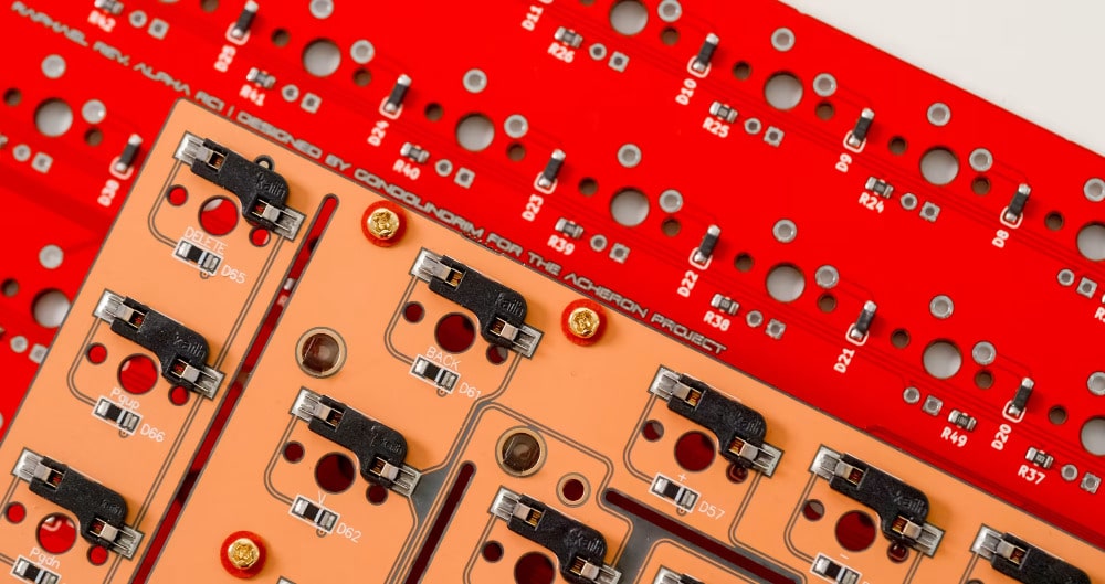 نمای نزدیک pcb صفحه کلید مکانیکی